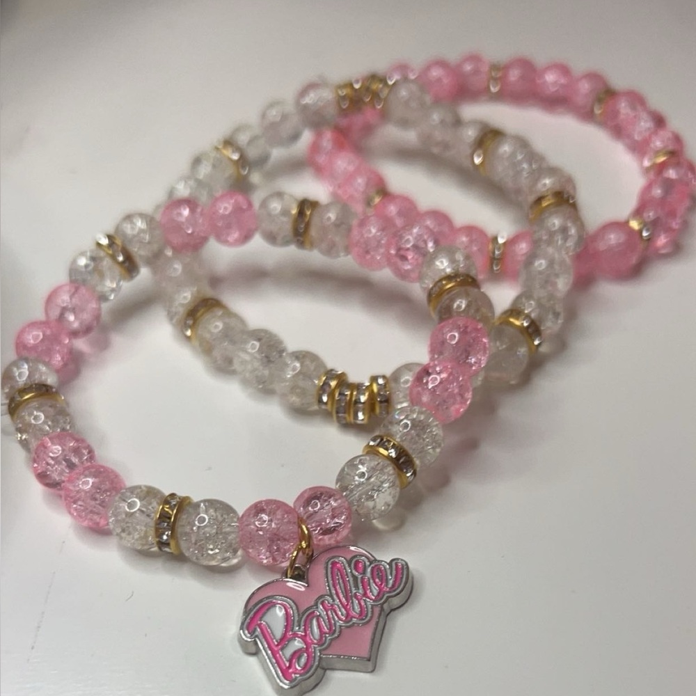 Barbie Pink and Silver Charm Bracelet